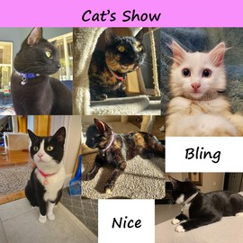 Blue Fancy Kitten Collar with Bells, 2-Pack Breakaway Cat Collars with Rhinestone, Pretty Sparkly Bling Diamond Girl Puppy Collar for XXS XS Tiny Female Dogs, XXSmall