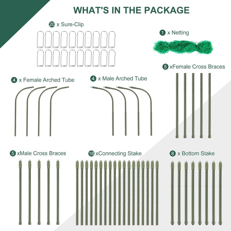 FOLLOOK Outdoor Trellis for Climbing Plants Arch Tunnel U-Frame Trellis