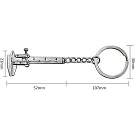 Silver Fashion Mini Vernier Caliper Keychain Zinc Alloy 3D Movable Precision Miniature Pocket Vernier Caliper Keyring, Car Keychain, Calipers Dimensional Measurement