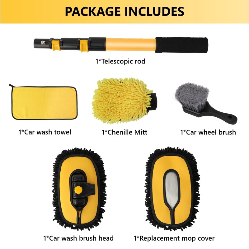 DEPOTA Car Wash Brush with Long Handle, 15°Curved Car Cleaning