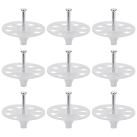 PATIKIL 40mm Perforated Insulation Pins, 50 Set Insulating Nails Shooting Nail Wall Plug Plastic Washers Steel Nails Bolts for Fixing Foam Board to Masonry Wall or Ceiling