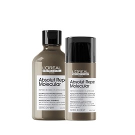 L'Oréal Professionnel Paris Absolut Repair Molecular Kit, Shampoo 300ml + Leave In 100ml, Reconstruye la estructura molecular del cabello
