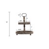 Creative Co-Op Distressed Brown Wood 2-Tier Tray with Metal Handle