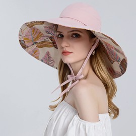 xixi-home Wide Brim Sun Hat Foldable Sun Hats for Women,Pink Reversible Bucket Summer Hats UPF 50+,Beach Sun Bucket Hat with Adjustable Chin Strap,for Travel Fishing Camping Hiking Outdoor