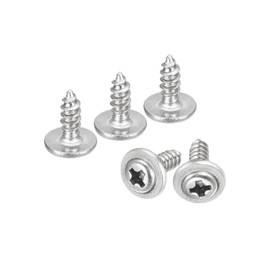 sourcing map ST2.3x6mm Phillips Pan Head Self-tapping Screw with Washer, 100pcs - 304 Stainless Steel Wood Screw Full Thread (Silver)