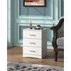 WLIVE White Night Stand with 3 Drawers, Small Nightstand with