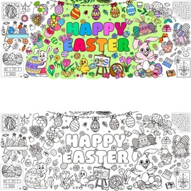 ZAKVOOR Giant Coloring Tablecloth - 30 x 72 Inches Jumbo Banner Poster for Kids Crafts, Party Decorations (Easter Eggs)