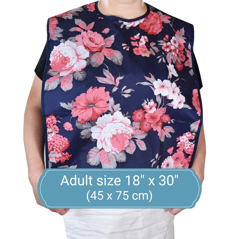 6 Pack Adult Bibs with Crumb Catcher - Waterproof and
