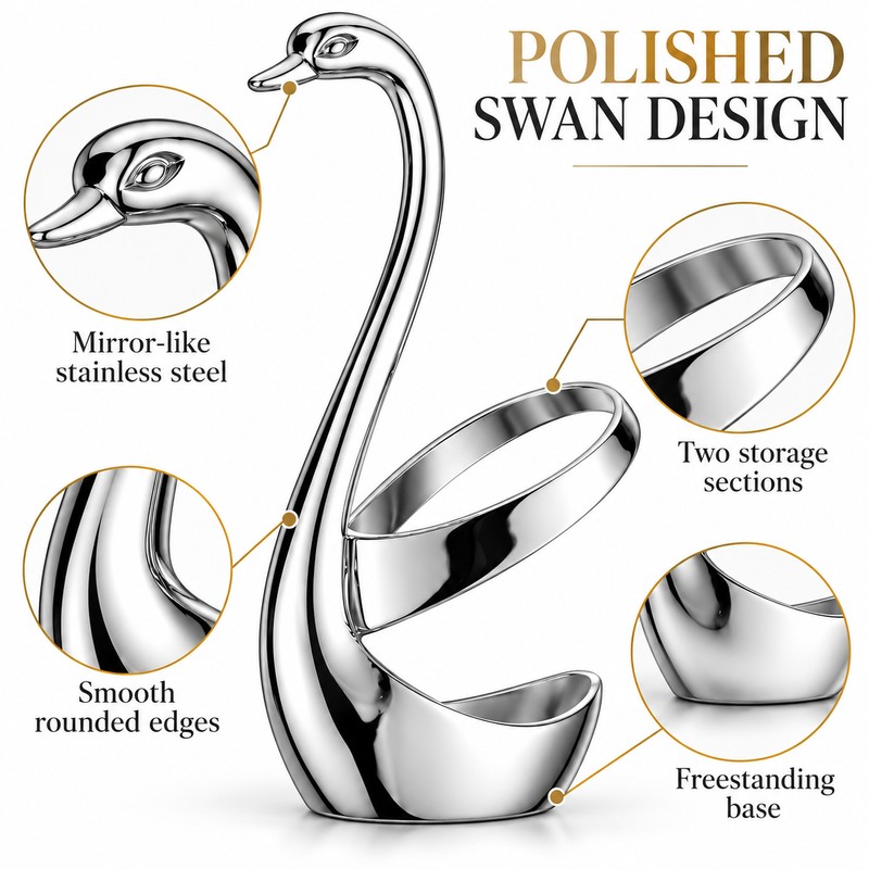 Elegant Swan Spoon and Fork Holder, Decorative Metal Cutlery Organizer