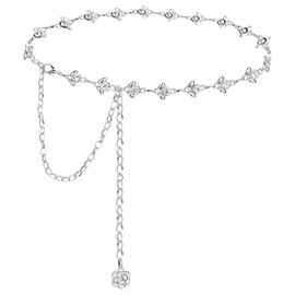 1 Piece Silver Rhinestone Waist Chain, Metal Waist Chain, Decorative Waist Chain, Body Jewelry, Adjustable Waist Chain