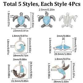 SUNNYCLUE 1 Box 20Pcs 5 Styles Sea Animal Charms Bulk Blue Fish Charm Enamel Silver Ocean Blue Fishtail Mermaid Summer Charm for Jewelry Making Charms Women Bracelets Earrings Necklaces Supplies