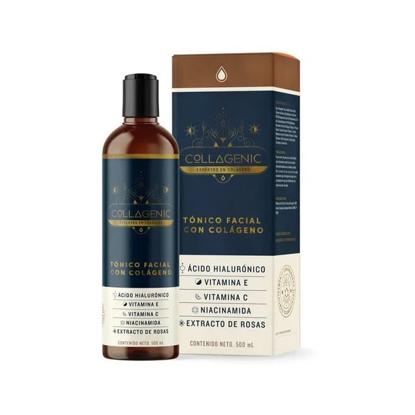 Tónico facial 500 ml con colágeno, vitaminas C-E, niacinamida y