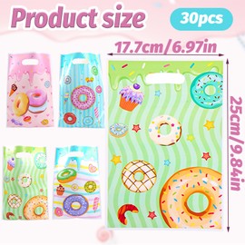 Zi Lan 30pcs Sweet Donuts Party Favors Bag with Handles Multicolor Donuts Goody Treat Gift bags for Kids Birthday Party Decorations Supplies