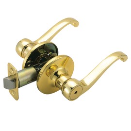Design House Scroll Privacy Bedroom and Bathroom Door Lever, Polished Brass, 4.63 in x 1.88 in x 2.625 in, 783043