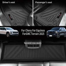 for 2025 2026 Chevy Equinox/GMC Terrain Floor Mats Cargo Liner and Backrest Mat TPE All Weather TPE Rubber Protection Mats for Chevy Equinox Accessories (Not for EV)