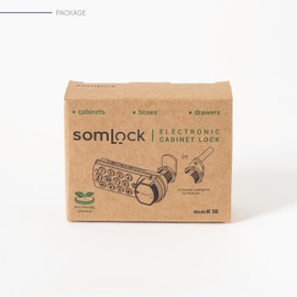 Somlock miniK10 Standard Electronic Cabinet Lock – 12-Button Keypad, 10-Year Battery Life, IP54 Waterproof Rating, Compact Design, Surface & Flush Mount, Black/White, Knob on The Right