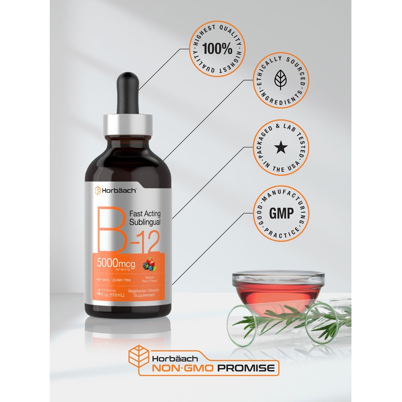 Horbäach Vitamin B12 5000mcg | 4 fl oz | Berry