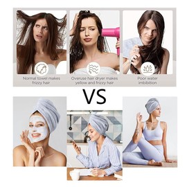 AGKXHDEC 2 Packs Microfiber Towel, Hair Turbans for Wet Hair, Drying Hair Wrap for Women (Blue,Blue)