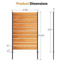 Modern Shade 5' x 3' Wood Privacy Fence Screen (1 Panel) Natural Wood, Outdoor Privacy Fence Panel for Deck Balcony, Conceals Trash Cans Air Conditioner, Ultimate Fence Privacy Screen
