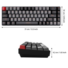 Qisan Teclado mecánico para juegos de modo dual 2.4G/BT Teclado inalámbrico con interruptor azul Mini diseño (60% teclado) 68 teclas Teclado de computadora Diseño EE.UU. | PC para juegos | Teclado