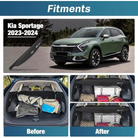 Nilight Trunk Cargo Cover for Kia Sportage Accessories 2023 2024 and Storage Net