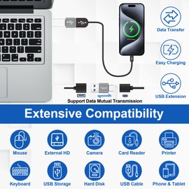 Togconn USB to USB C Adapter 2Pack, Type-C Male to USB Type-A Male Converter Connector,Support 3A Charge & 10Gbps Data Transfer Compatible with Phones, Computers, Tablet, Laptop and More