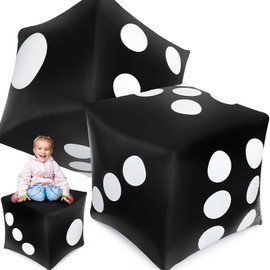 Lunmon 2 Pcs 40 Inch Jumbo Inflatable Dice Fun Giant Inflatable Dice Set Blow up Float Toys for Indoor Outdoor Broad Lawn Game Casino Theme Ludo Pool Birthday Party Decorations Favors(Black)