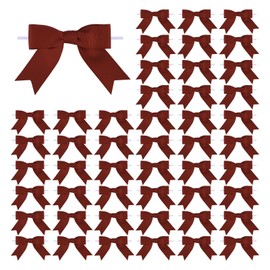 Meseey 50 Pcs 3 Inches Premade Rust Red Grosgrain Ribbon Twist Tie Bow Pretied Craft Bows for Treat Bags Gift Wrapping Basket Wedding Baby Shower Brithday Christmas Party (Rust Red)