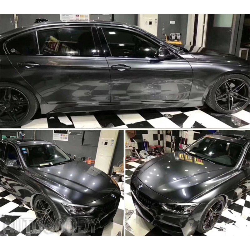 AUTOGOODY Super Gloss Gray Metallic Gunmetal Vinyl Film Wrap Air