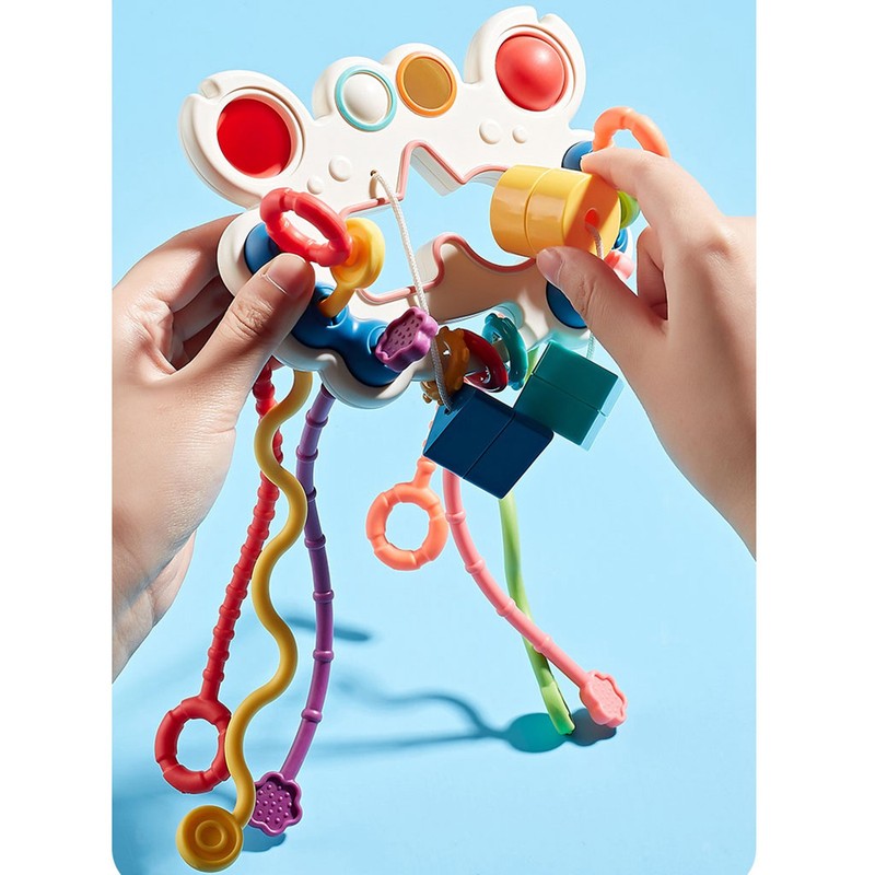 Baby Pull String Toys Silicone Travel Pull String Activity Sensory