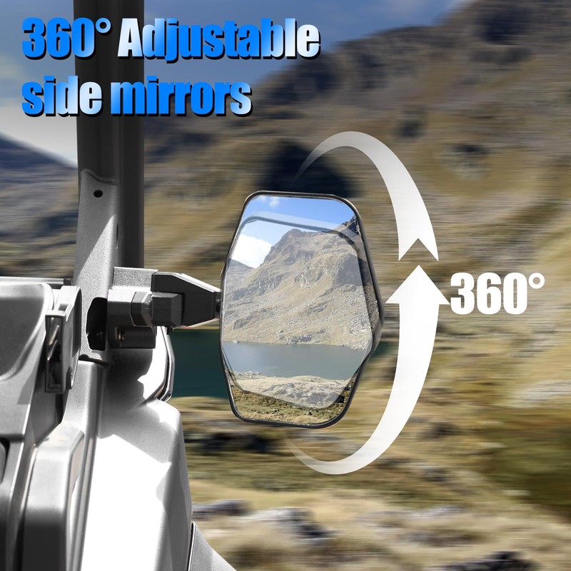 AUPOWER Adjustable Side Mirrors for Can Am Defender 2016-2025 Accessories,