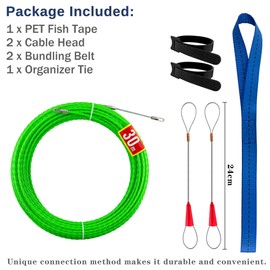 Cable retraction aid, 30 m, 4.5 mm pull wire, retracting aid, cable retraction aid, with 2 guide springs, retracting spring, cable pulling aid, retracting strap