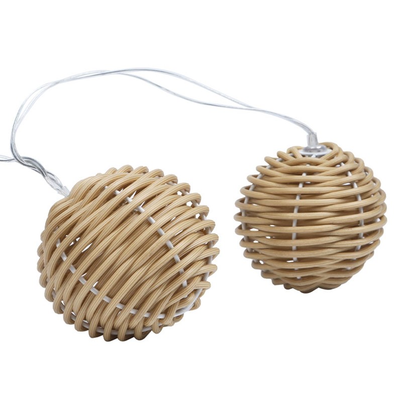 realideas Decorative Lantern Globe Rattan Wicker Ball String Lights -