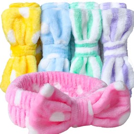 5 diademas Triko de microfibra con lazo extraíble en 5 colores para rutina de belleza y ducha