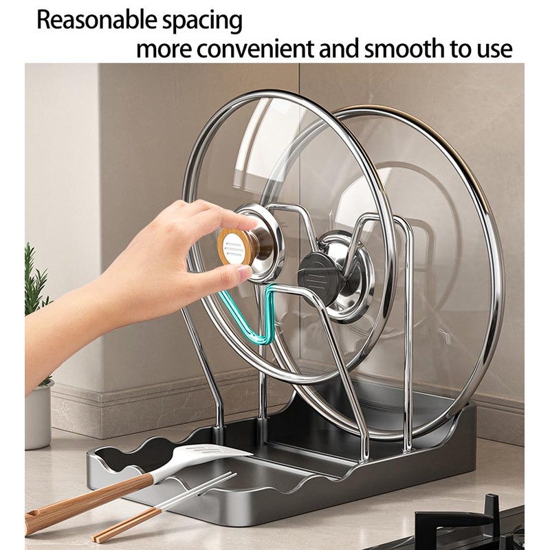 Dhlxyzt Pot lid Holder And Spoon Rest, 2 Layers Lid