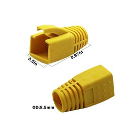Botas de alivio de tensión RJ-45 Botas RJ45 de plástico para cable de red, 100 piezas CAT6A, CAT7, CAT8 Botas de alivio de tensión para cable Ethernet RJ45 de plástico (Amarillo)