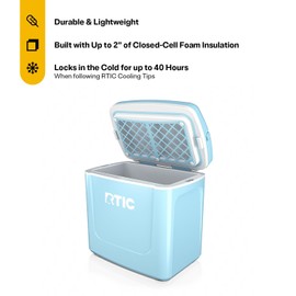 RTIC 8 QT Road Trip Personal Cooler, Small, Compact, Insulated, Portable Ice Chest Box for Food, Drink, Beverage, Beach, Camping, Picnic, Fishing, Boat, 12-Can Capacity, RTIC Ice