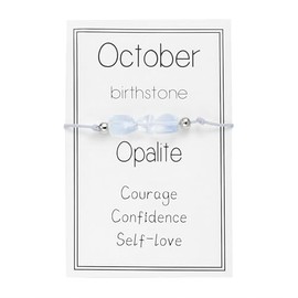 tenghong2021 Irregular Month Birthstone Bracelet for Women Men Natural Stone Hand Woven Adjustable Bracelet Healing Crystal Beaded Braide String Bracelet for Women Birthday Gifts Jewelry-October