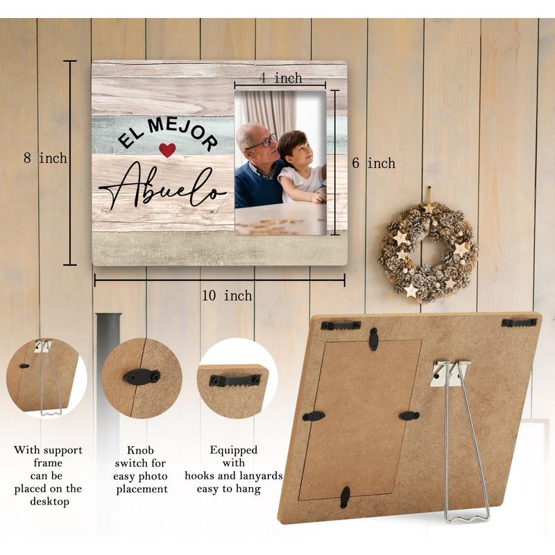 SRADMO Abuelo Grandpa Gifts - Best Picture Frame, 10x8 inch