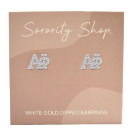 Sorority Shop Alpha Phi Earrings — White Gold Plated Stud Earrings, Long-Lasting Alpha Phi Sorority Gifts for Women