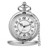 Tiong Silver Classic Retro Quartz Pocket Watch Smooth Steel Arabic