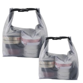 YUEcthynous Grey Mesh Shower Bag, Pack of 2 Mesh Shower Bags, Women Waterproof Toiletry Bag for Men and Women, Lightweight, Ideal for Travel, Gym, Beach (2 Sizes), gray