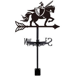 SUPERDANT Knight Weathercock for Roof, Black Weather Vane Made of Metal, Tournament Knight, Weathervane for Shed, Wind Direction Indicator for Farmhouse, Yard, Farm, Shed, Garden Decoration