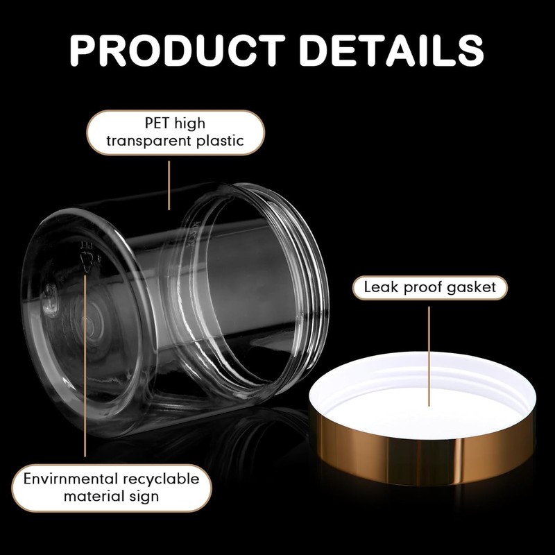 Patelai 4 Pieces Round Wide-mouth Leak Proof Plastic Container Jars