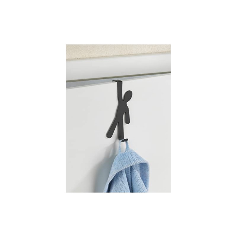 WENKO Boy Door-Mounted Hook, Steel, Black, 2.5 x 8 x