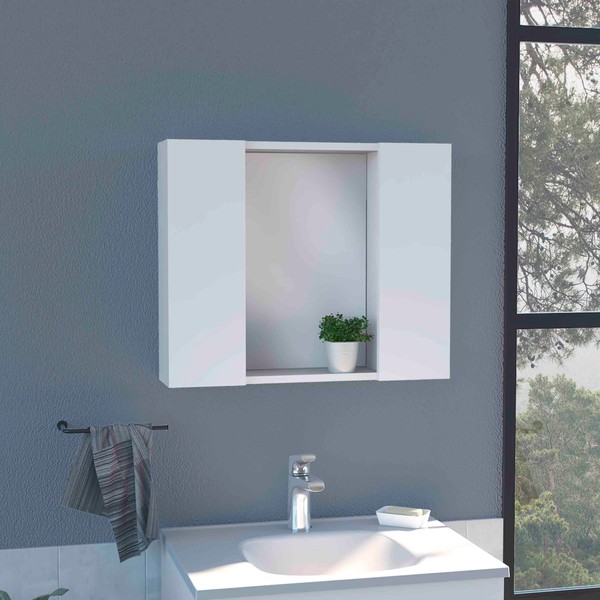 SVRCK Maximize Space with White Double Door Medicine Cabinet, Modern