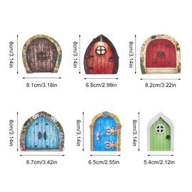 NICENEEDED 6 Pcs Miniature Fairy Doors for Garden Trees, Wooden Fairy Garden Door Decoration, Small Tale Gate Mystical DIY Fairy Garden Accessories for Garden Trees Yard Art Trees Potted Decor