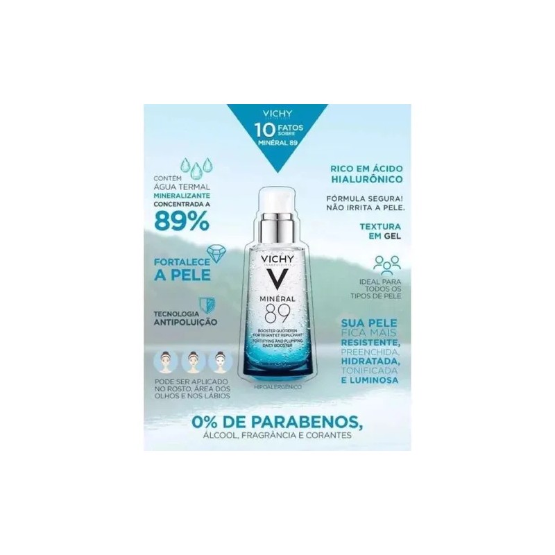 Crema hidratante facial Vichy con ácido hialurónico mineral 89 50