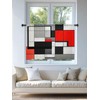 Red Black Gray Abstract Art Geometric Sheer Chiffon Curtain Modern