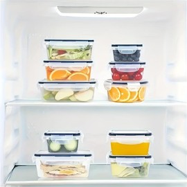 12 Piece Kitchen Sealed Containers, Food Grade Plastic Bottles, BPA Free Refrigerator Crisper, Dishwasher Safe Microwave Safe, Home Kitchen Utensils